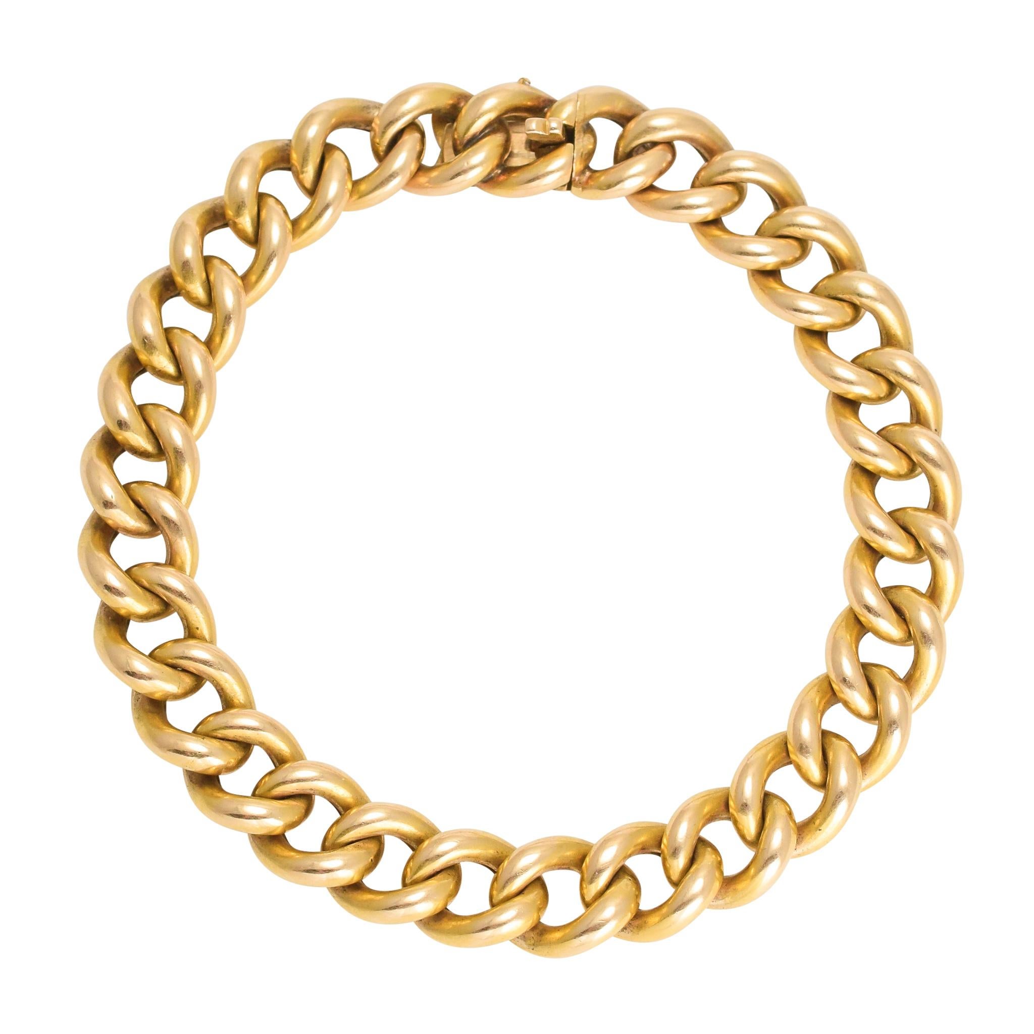 Antique Victorian 15 Karat Gold Curb-Link Bracelet
