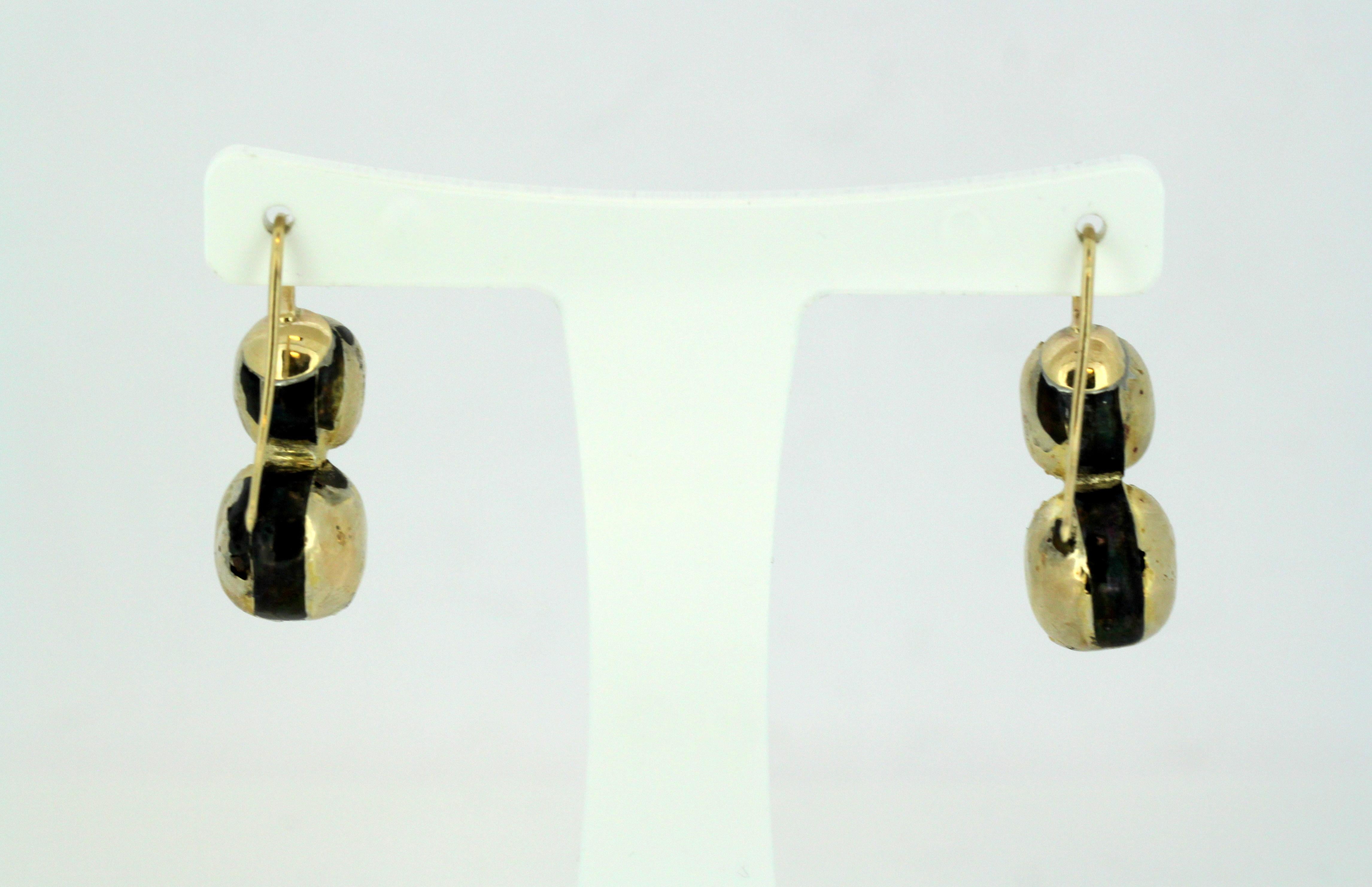 Antique Victorian 15 Karat Gold Earrings with Natural Citrine, 1850s 1