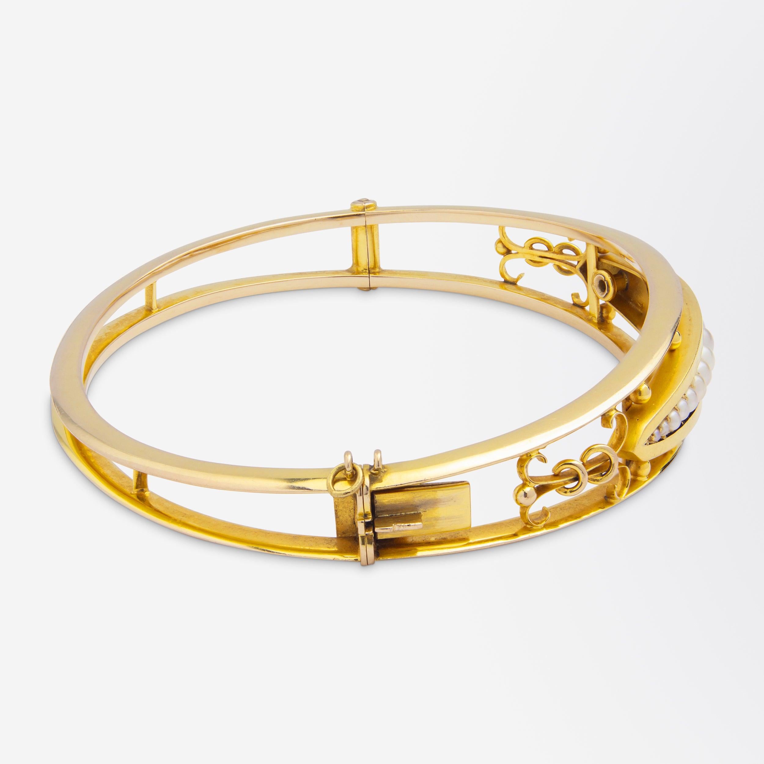 Non taillé Bracelet victorien ancien en or 15 carats et perles de rocaille en vente