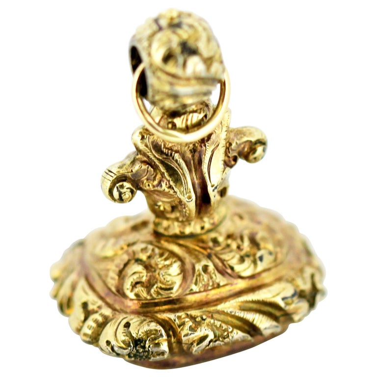 Antique Victorian 15 Karat Gold Wax Seal Fob / Pendant, England, 19th Century For Sale at 1stdibs