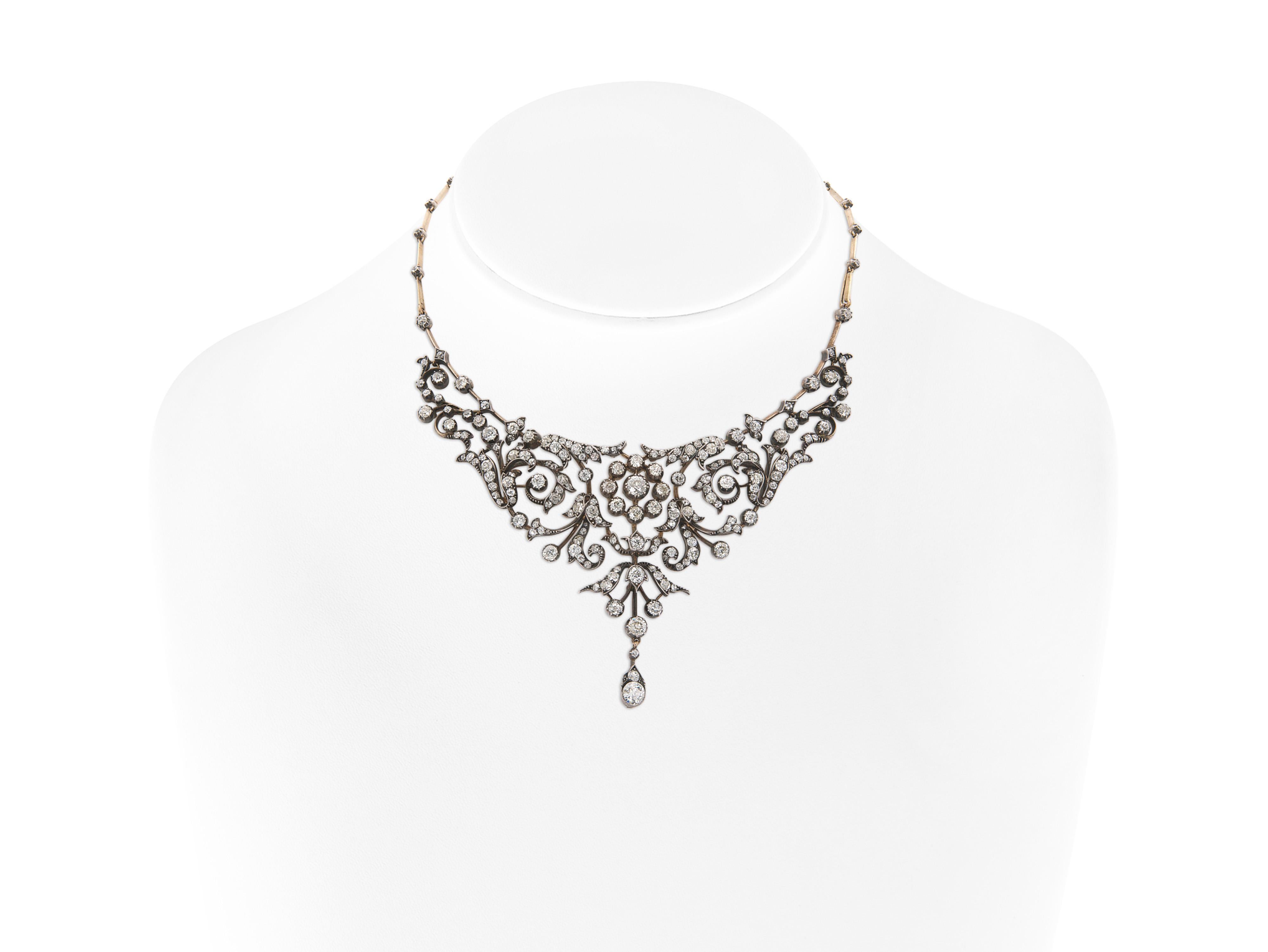 Old European Cut Antique Victorian 15.00 Carat Diamond Necklace