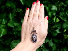 Antique Victorian 1.57 Carat Diamond Enamel Yellow Gold Pendant