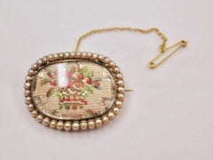 Antique Victorian 15ct Gold and Seed Pearl Brooch, Dated Circa 1850