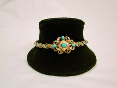 Antique Victorian 15ct Gold Bracelet Set with Turquoise dated Circa 1850