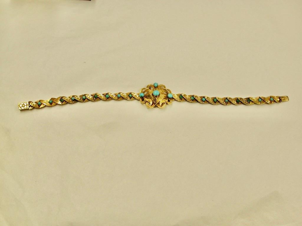 Vittoriano Antico bracciale vittoriano in oro 15ct con turchese datato CIRCA 1850 in vendita
