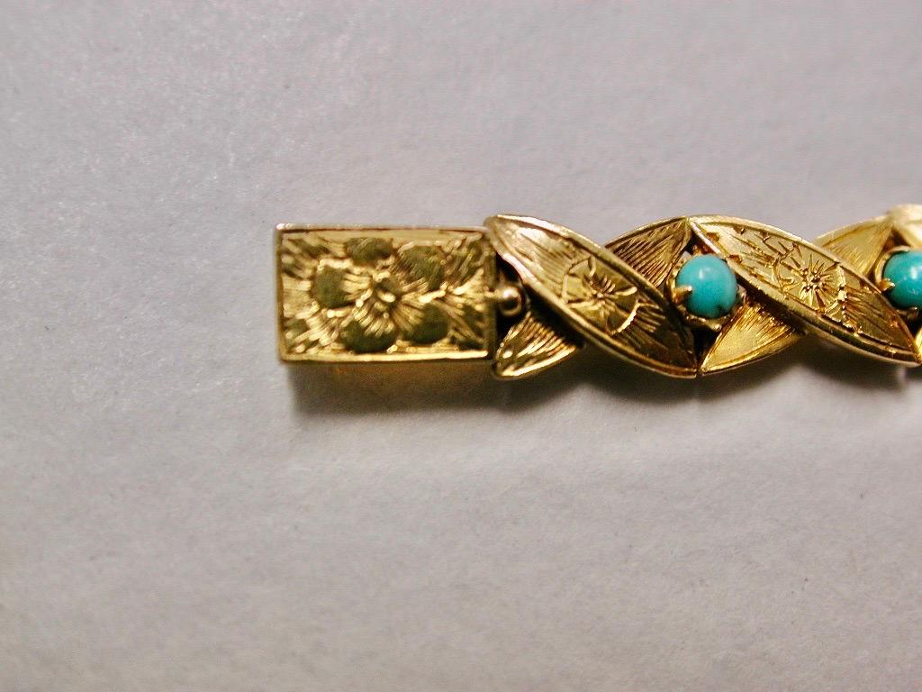 Donna Antico bracciale vittoriano in oro 15ct con turchese datato CIRCA 1850 in vendita