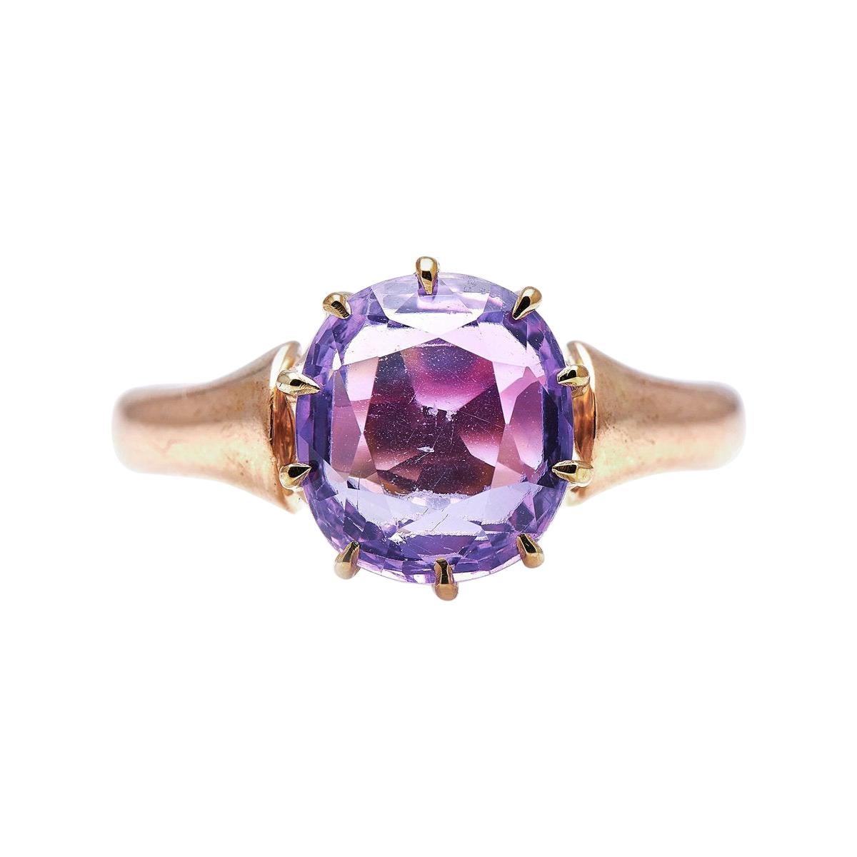 Antique, Victorian, 15ct Gold, Pink Sapphire Ring
