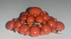 Antique Victorian 15ct Gold Salmon Coral 6 Tier Domed Cluster Brooch