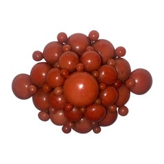 Broche grappe victorienne ancienne en forme de dôme à 6 niveaux, en or 15 carats et corail saumon