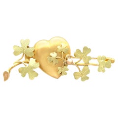 Antique Victorian 15ct Yellow Gold Heart Brooch/Locket