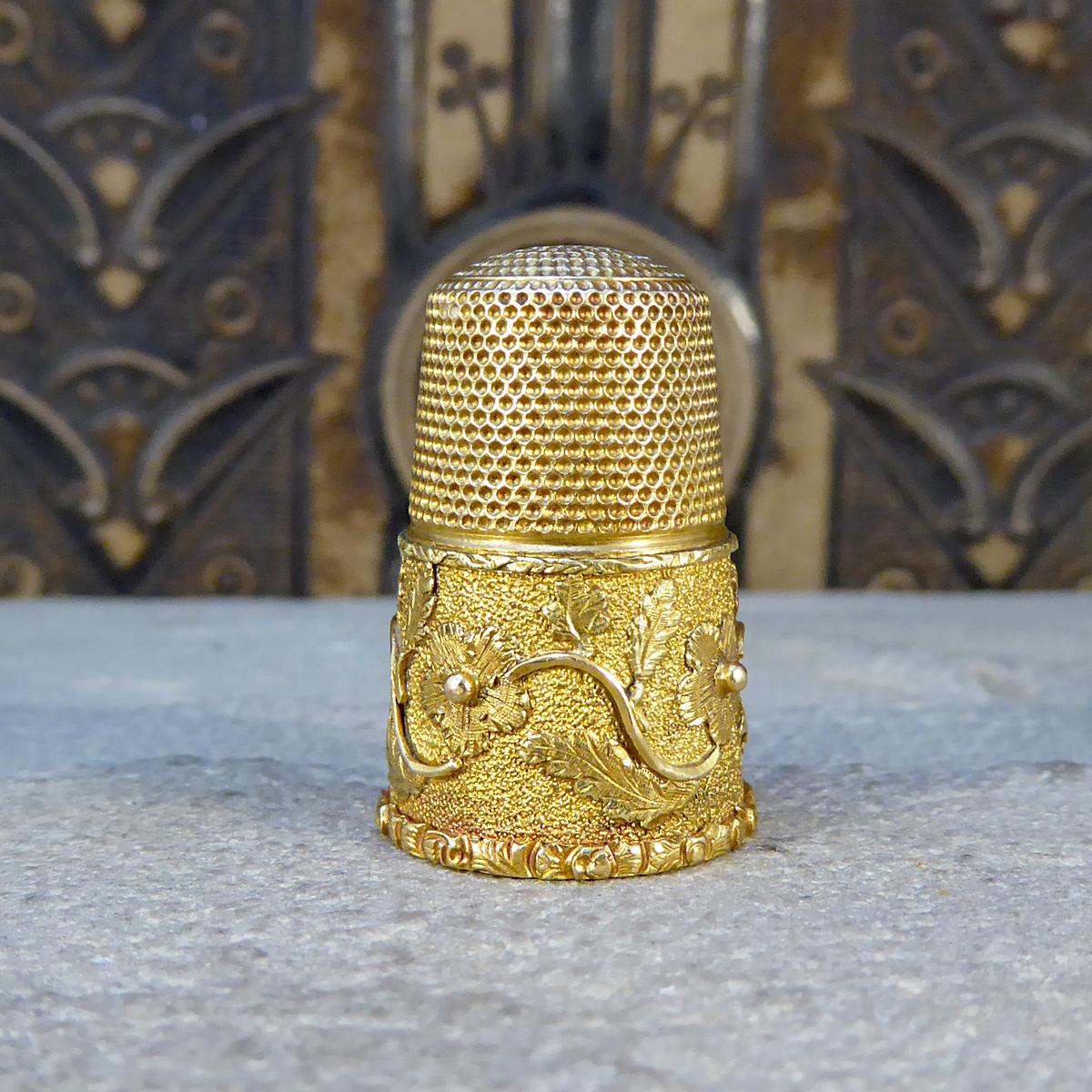 This great antique Victorian Thimble was crafted with such beautiful detail in 15ct yellow Gold. It shows such quality craftsmanship and comes in the original fitted box, the perfect gift for an antique lover.

Condition: Very Good, slightest signs