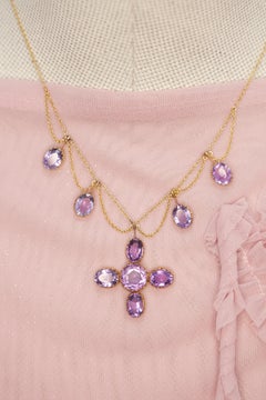 Antique Victorian 15CT YG Amethyst Festoon Necklace