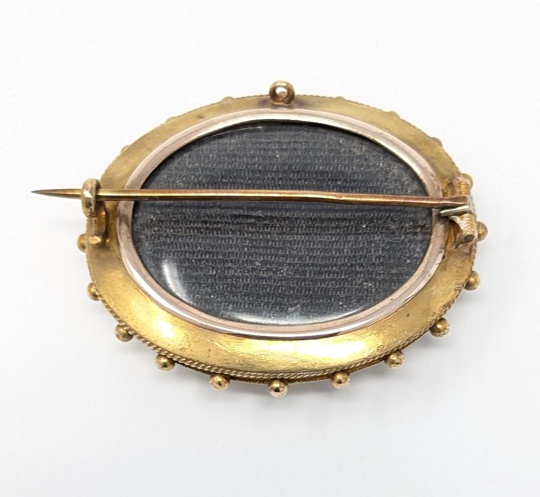 Antique Victorian 15k Diamond Mourning Brooch Pin Locket Solid Yellow Gold For Sale 1