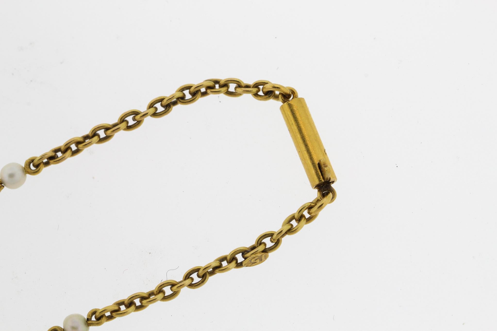 Rose Cut Antique Victorian 15 Karat Gold Enamel Seed Pearl Diamond Heart Pendant Necklace