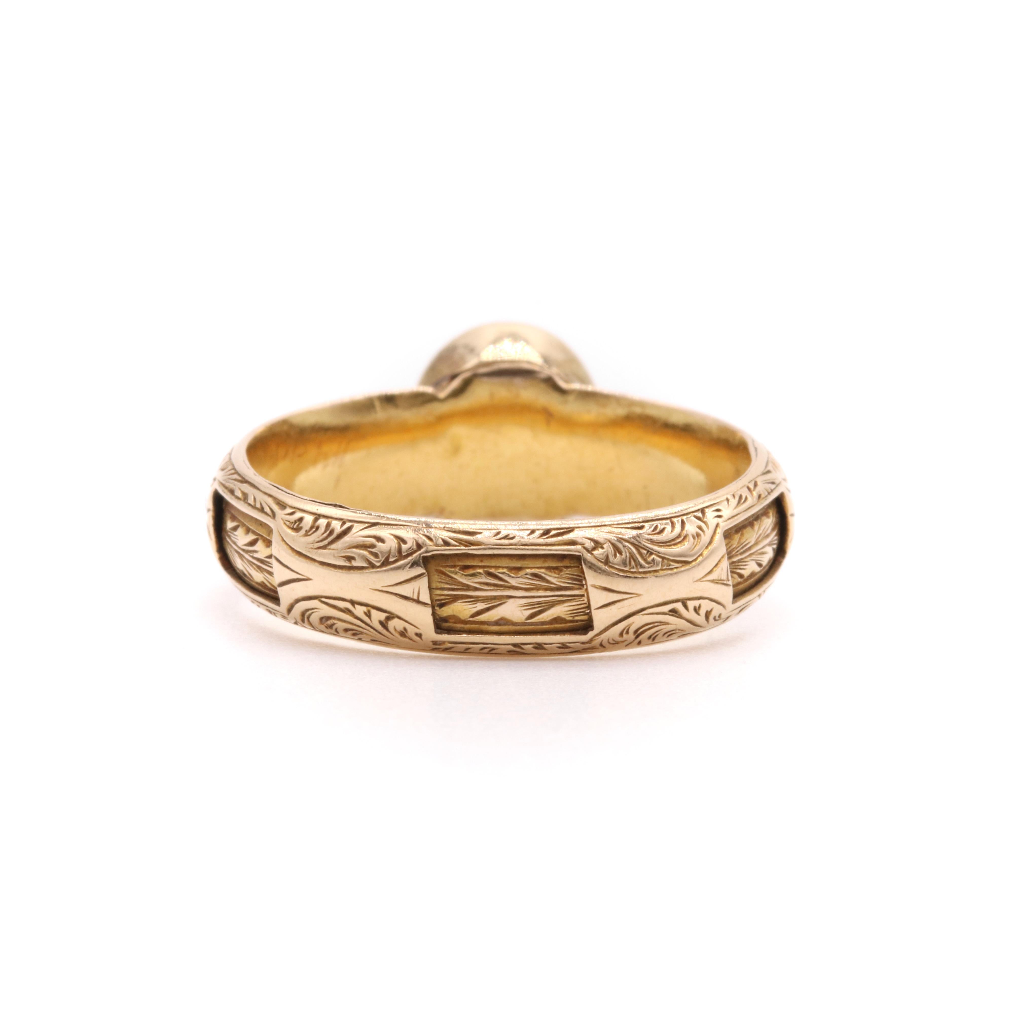 da uomo o donna Antico anello vittoriano in oro 15 carati Forget Me Not con cammeo sardonico scorrevole in vendita