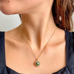 Antique Victorian Gold and Turquoise Enamel Forget-Me-Not Pendant, Ca. 1880