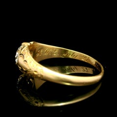 Antique Victorian 15k Yellow Gold 0.54ctw Diamond & Black Enamel Solitaire Ring