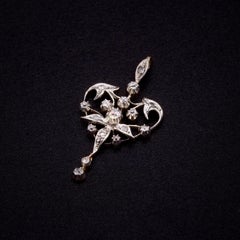 Antique Victorian 15K Yellow Gold and Silver 0.7ctw Old Cut Diamond Pendant