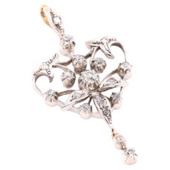 Antique Victorian 15K Yellow Gold and Silver 0.7ctw Old Cut Diamond Pendant Antique Victorian 15K Yellow Gold and Silver 0.7ctw Old Cut Diamond Pendant