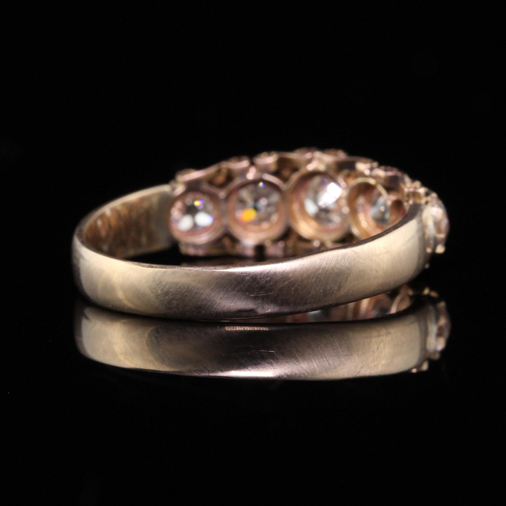 Antique Victorian 15k Yellow Gold Old European Cut Diamond Five Stone Band For Sale 1