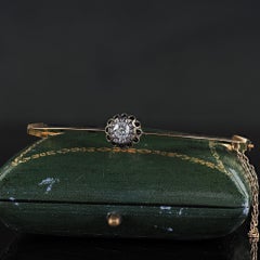 Antique Victorian 15K Yellow Gold Old Mine Diamond Buttercup Bangle Bracelet