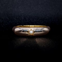 Antique Victorian 15K Yellow Gold Star Set Pearl Scarf Clip