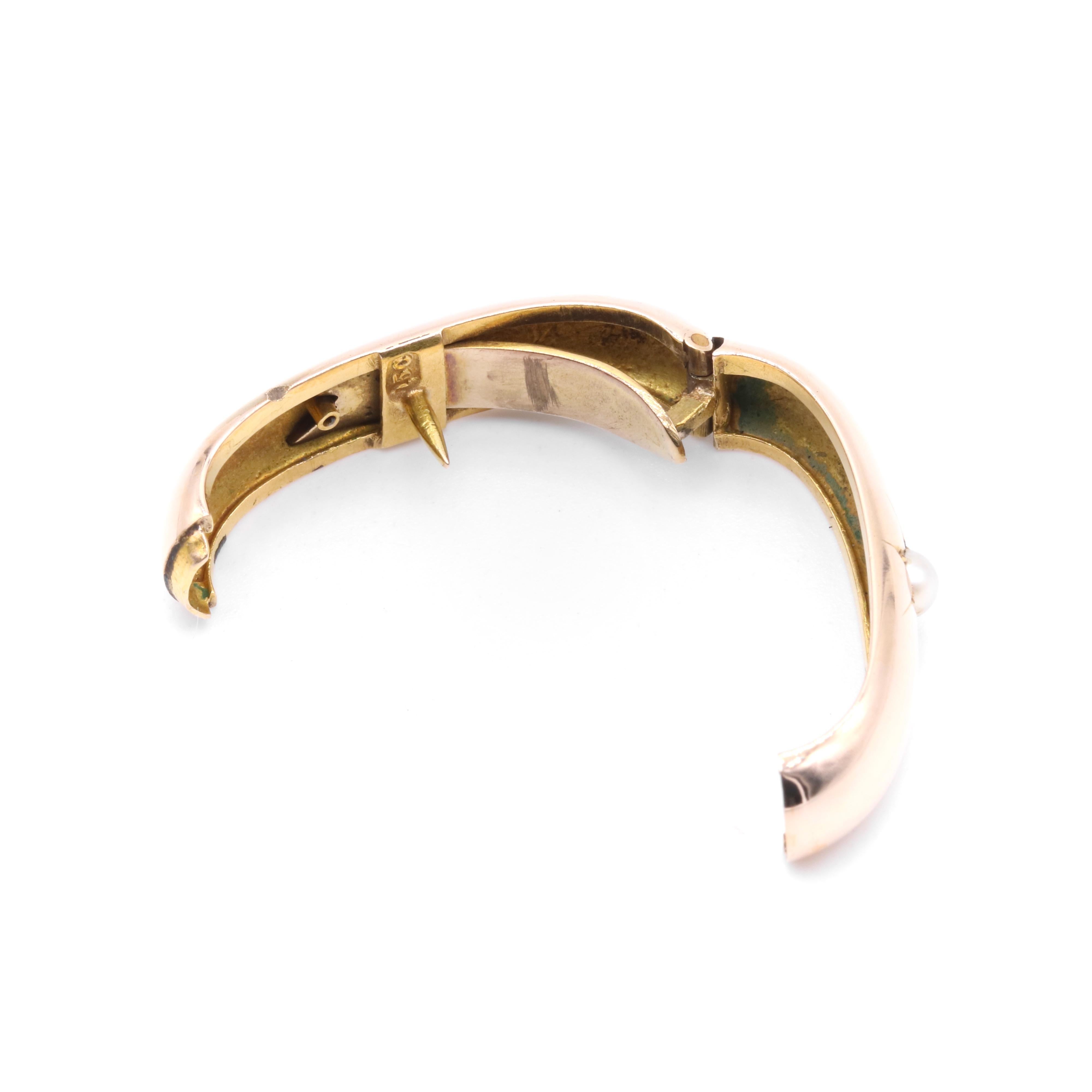 Antique Victorian 15K Yellow Gold Star Set Pearl Scarf Clip For Sale 3