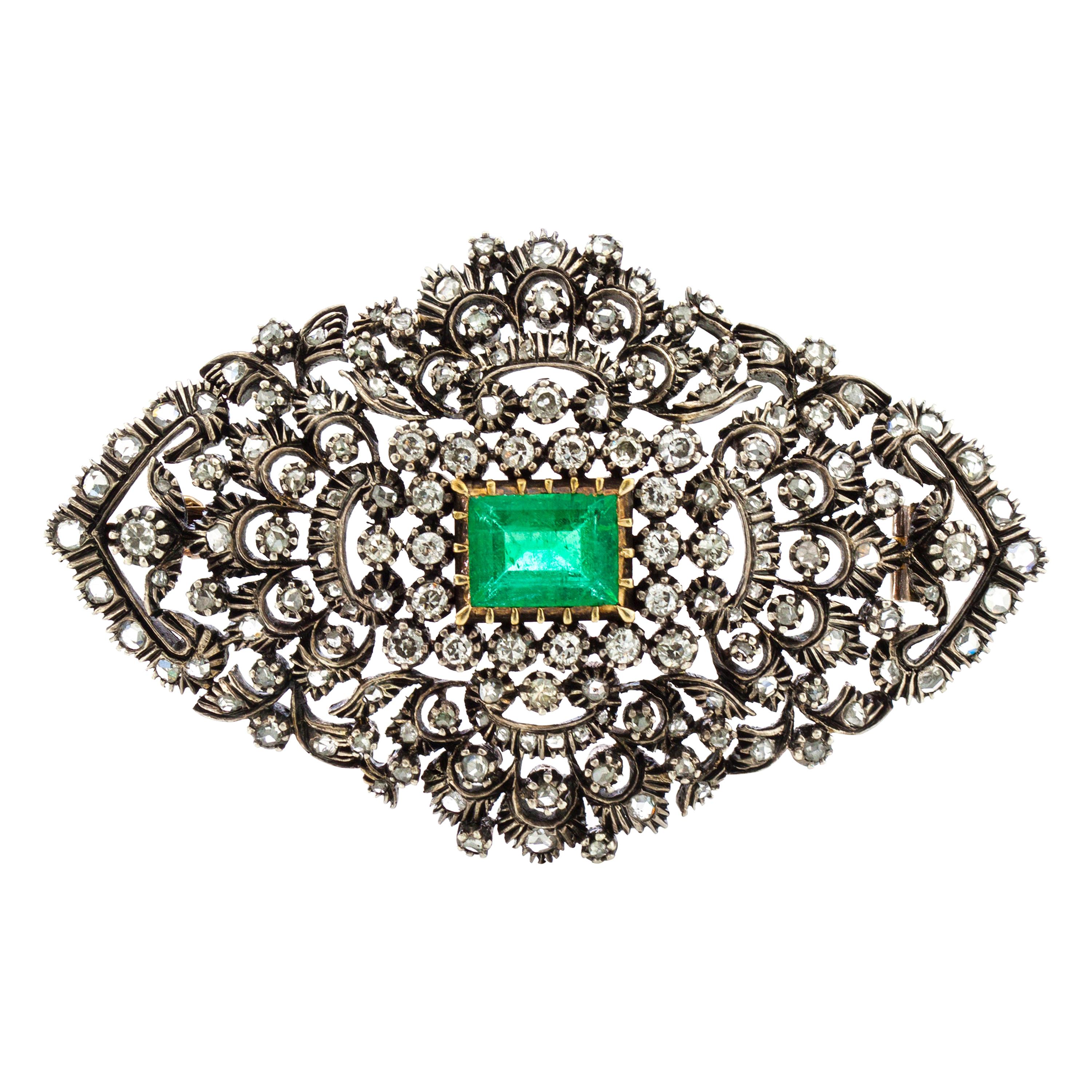 Antique Victorian Scottish Gold Brooch Silver Quartz Very Large