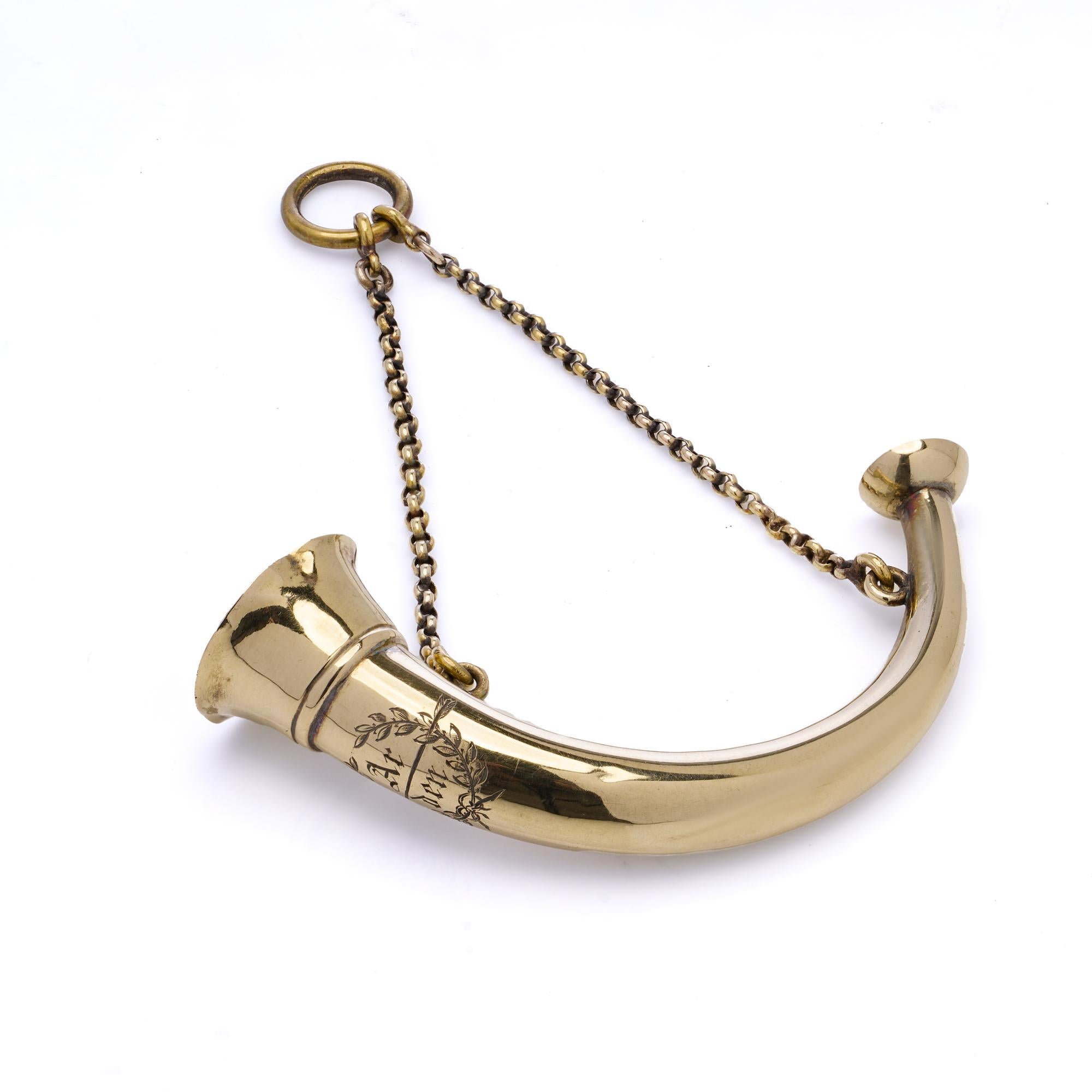 Antique Victorian 15kt yellow gold trumpet pendant For Sale 1