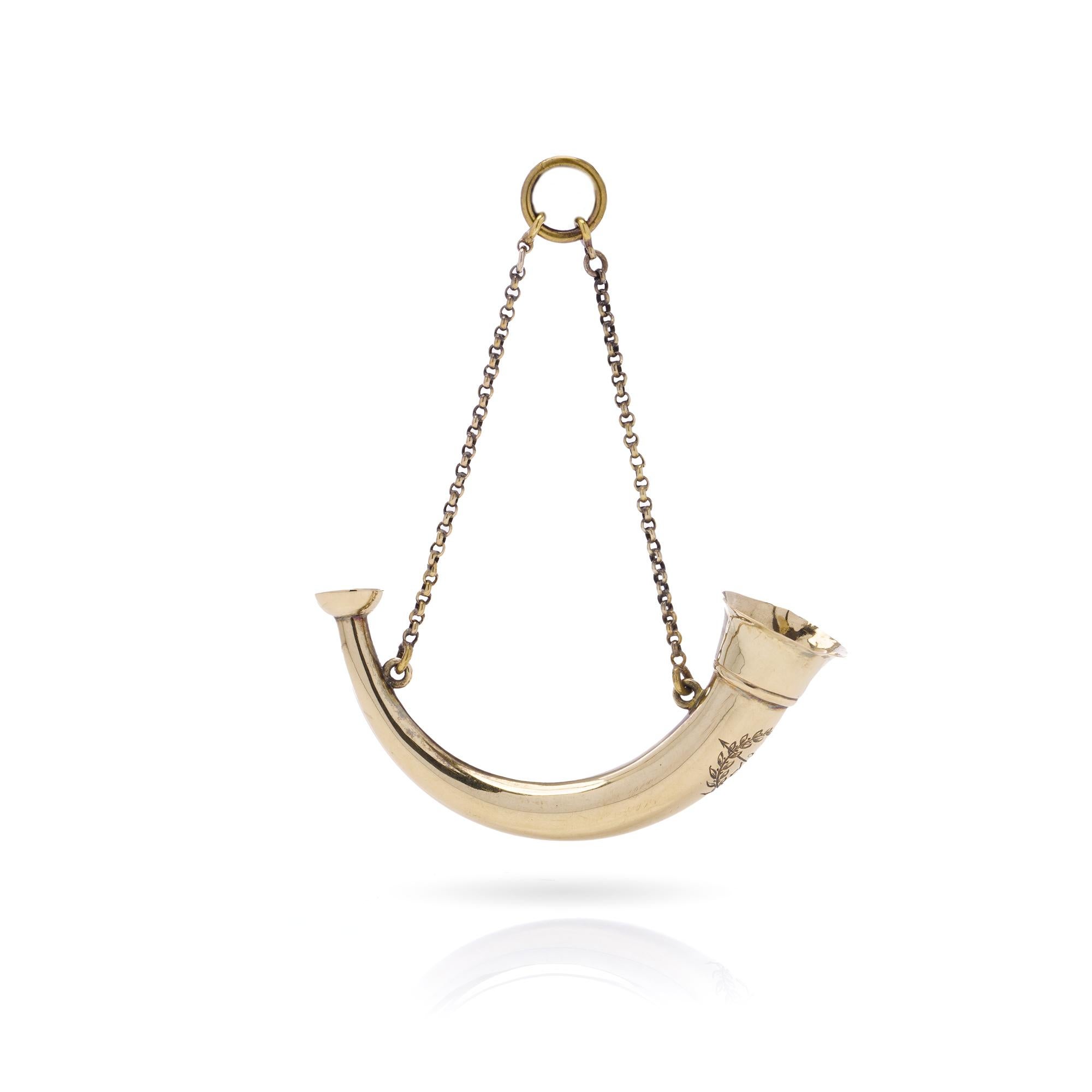 Antique Victorian 15kt yellow gold trumpet pendant For Sale 3