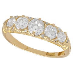 Antique Victorian 1.64 Carat Diamond and Yellow Gold Five Stone Ring