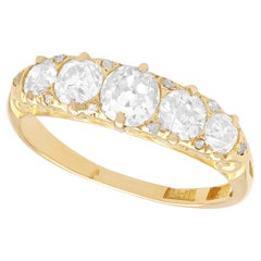 Antique Victorian 1.64 Carat Diamond and Yellow Gold Five Stone Ring