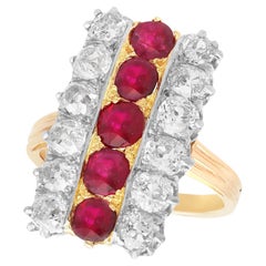 Antique Victorian 1.67Ct Ruby and 2.85Ct Diamond Rose Gold Cocktail Ring