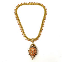 Antique Victorian 18 Carat Gold Coral, Pearl and Diamond Suite, Circa 1860-80