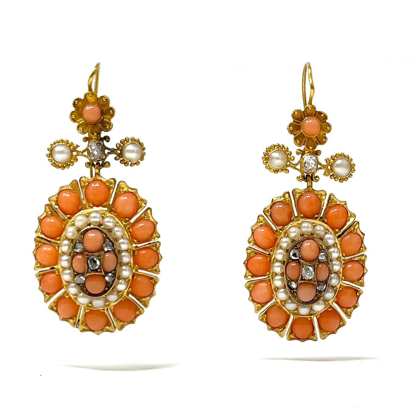 Antique Victorian 18 Carat Gold Coral, Pearl and Diamond Suite, Circa 1860-80 For Sale 3