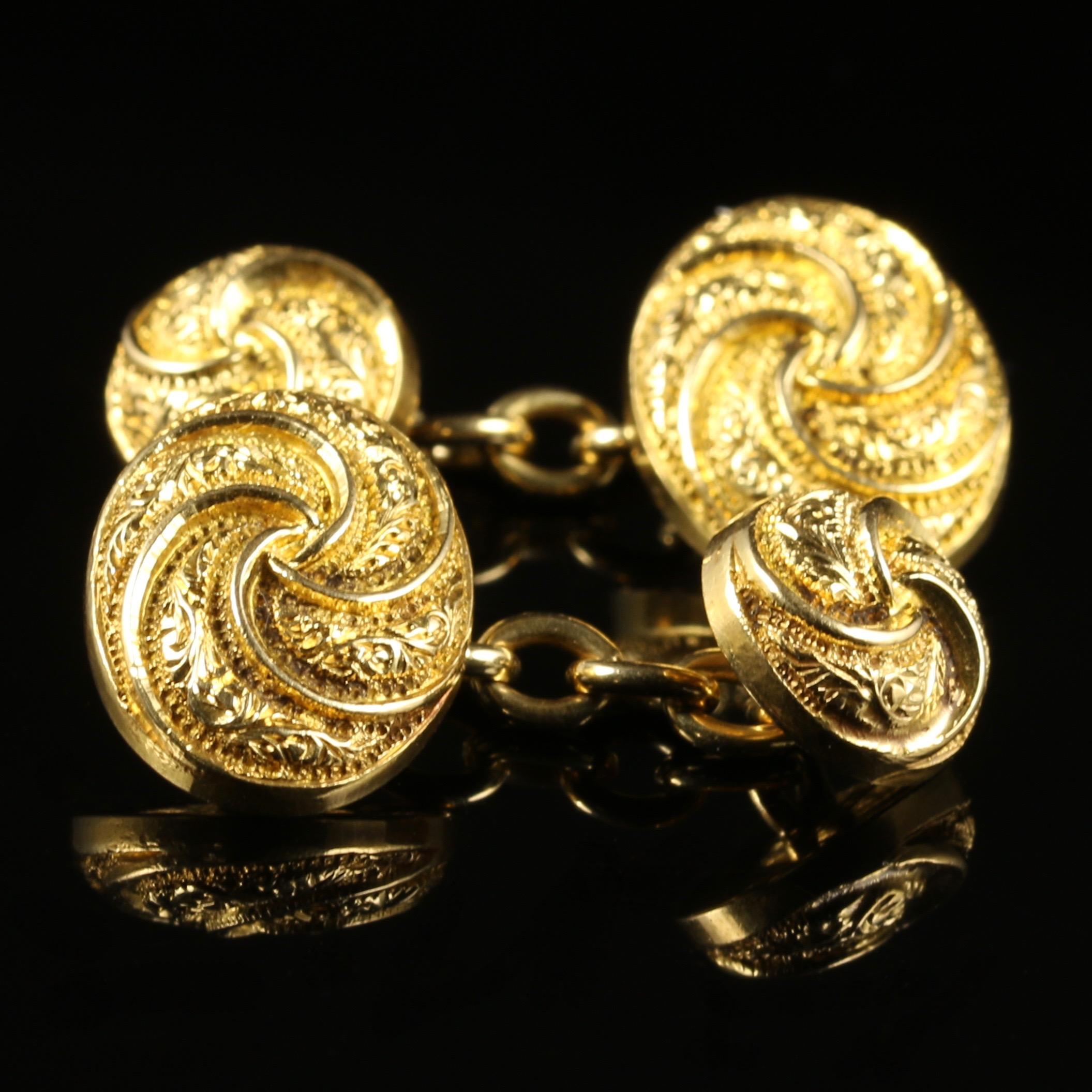 Antique Victorian 18 Carat Gold Double , circa 1900 Cufflinks In Excellent Condition In Lancaster, Lancashire