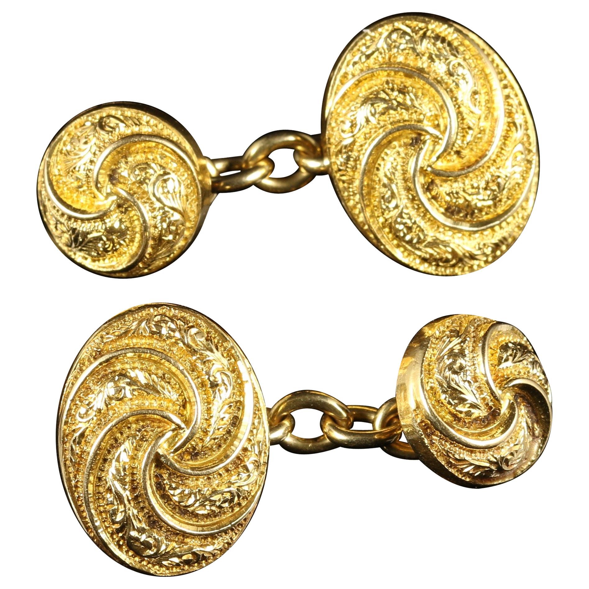 Antique Victorian 18 Carat Gold Double , circa 1900 Cufflinks