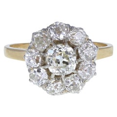 Antique Victorian 18 Carat Gold Old Cut Diamond Daisy Cluster Ring