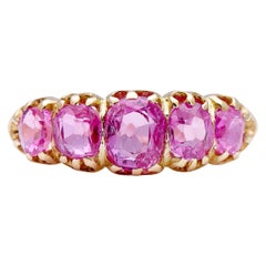 Antique, Victorian, 18 Carat Yellow Gold, Burmese Pink Sapphire Engagement Ring