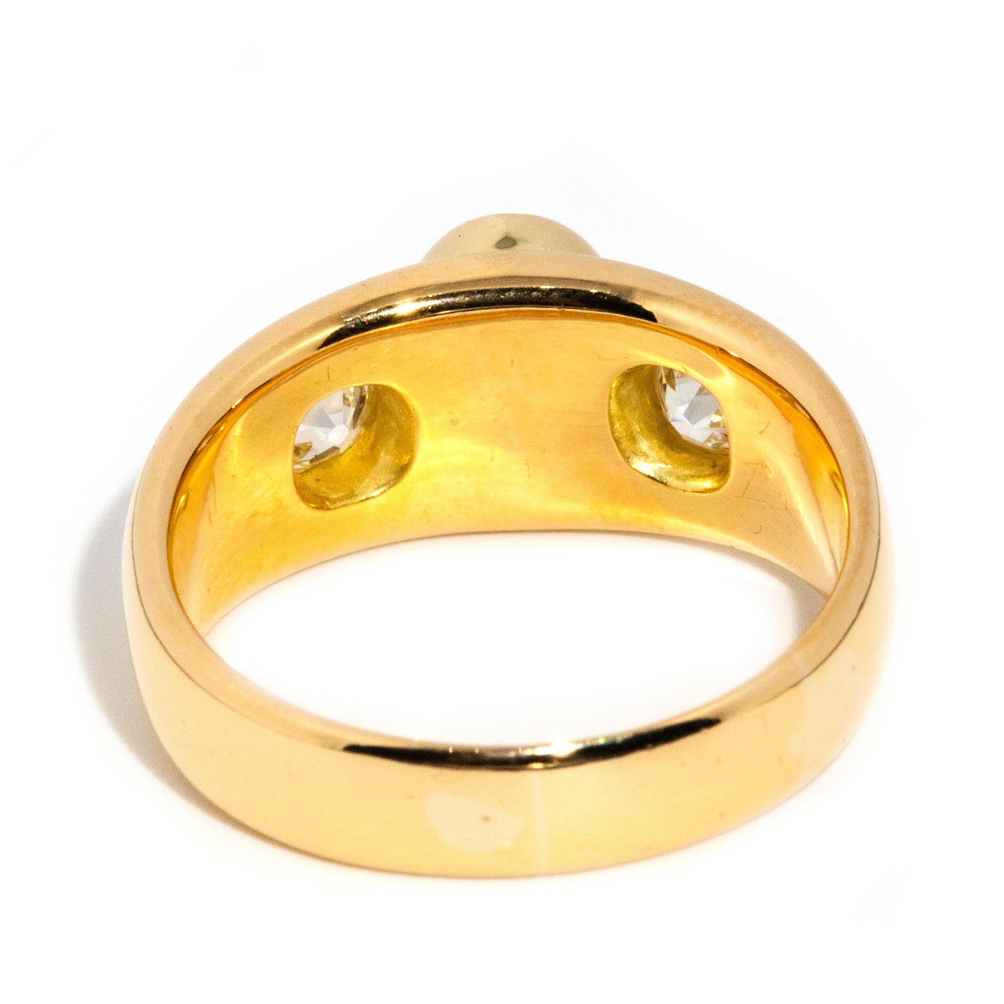 Antique Victorian 18 Carat Yellow Gold Ceylon Sapphire and Diamond Trilogy Ring 4