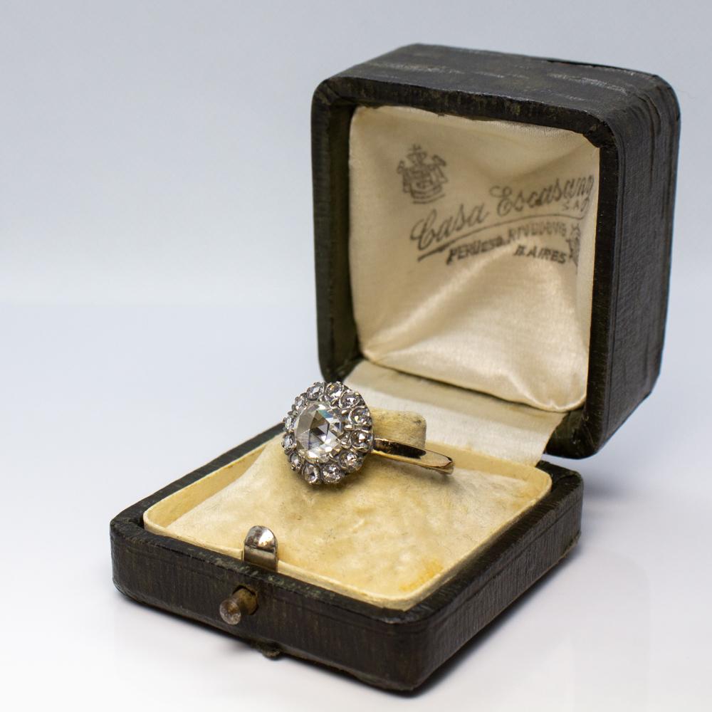 Rose Cut Antique Victorian 18 Karat Gold 1.5 Carat Diamond Ring
