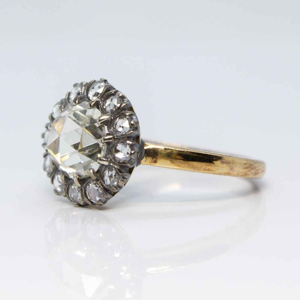 Antique Victorian 18 Karat Gold 1.5 Carat Diamond Ring In Excellent Condition In Miami, FL