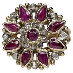 Victorian 18 Karat Gold 2.14 Carat Ruby 0.27 Carat Rose Cut Diamond Ring