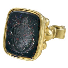 Antique Victorian 18 Karat Gold and Bloodstone Intaglio Fob Seal
