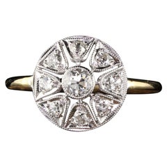 Antique Victorian 18 Karat Gold and Platinum Top Old Euro Cut Diamond Ring