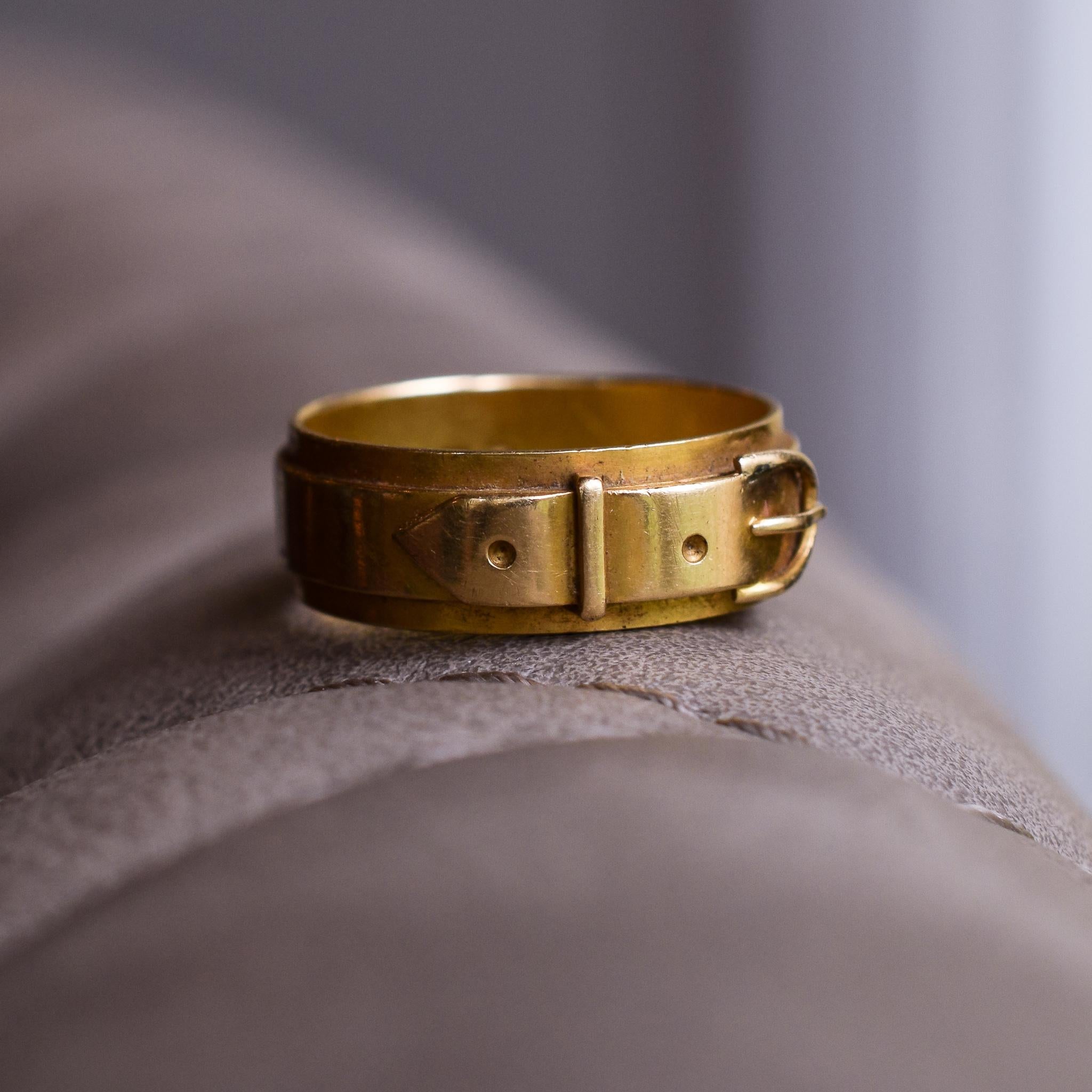 Antique Victorian 18 Karat Gold Buckle Ring 1