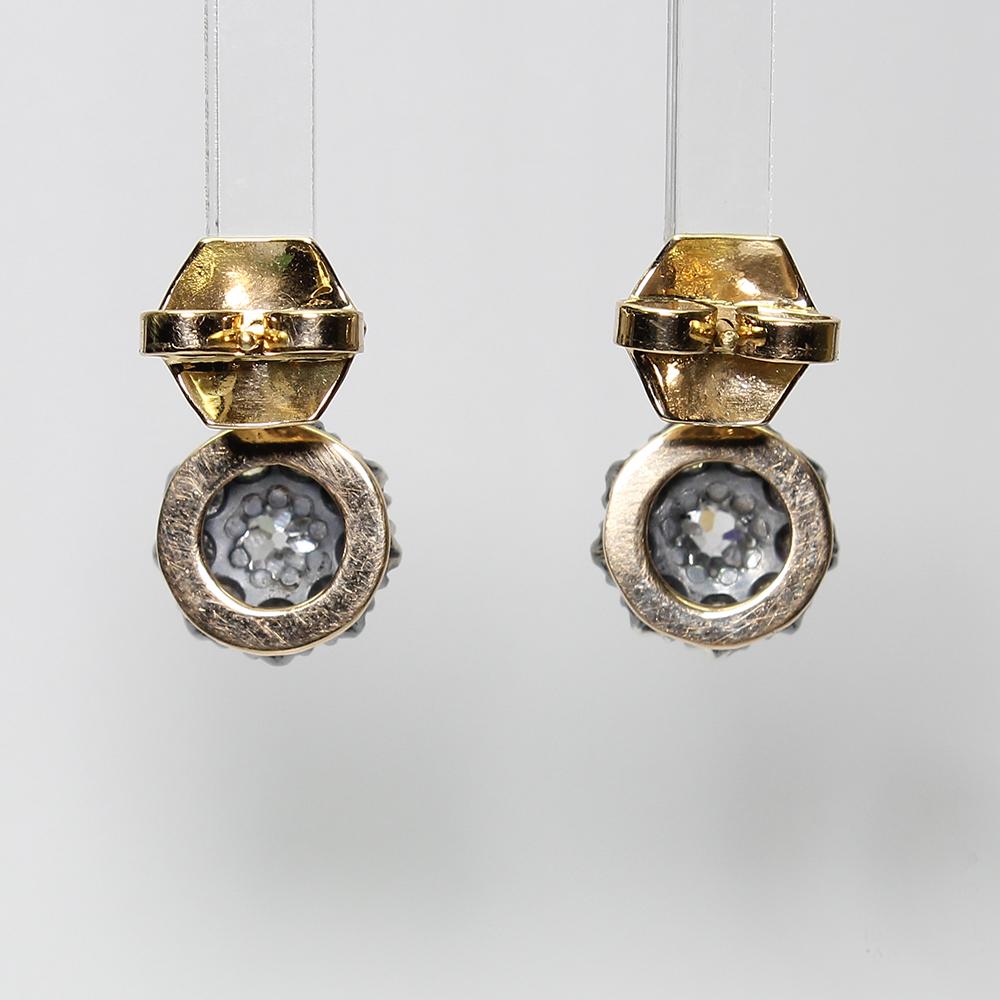 Old Mine Cut Antique Victorian 18 Karat Gold Diamond Earrings