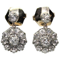 Antique Victorian 18 Karat Gold Diamond Earrings