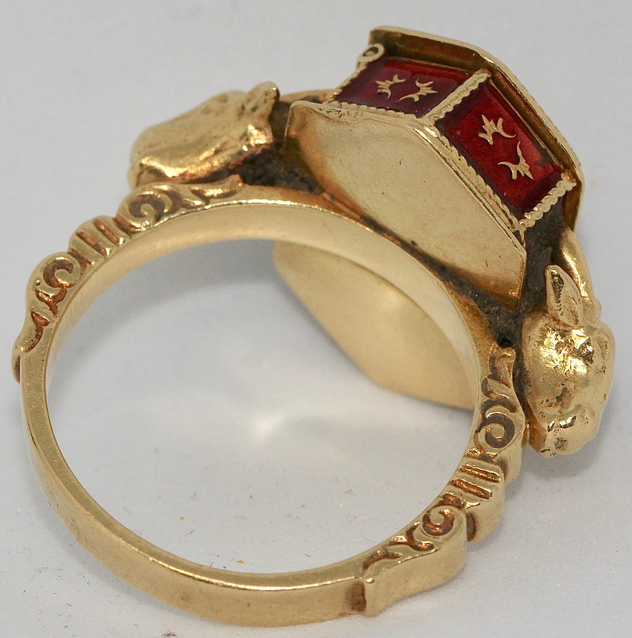Antique Victorian 18 Karat Gold, Emerald and Enamel Snuff, Poison, Locket Ring 5