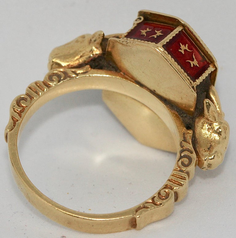 Antique Victorian 18 Karat Gold, Emerald and Enamel Snuff, Poison, Locket Ring 8